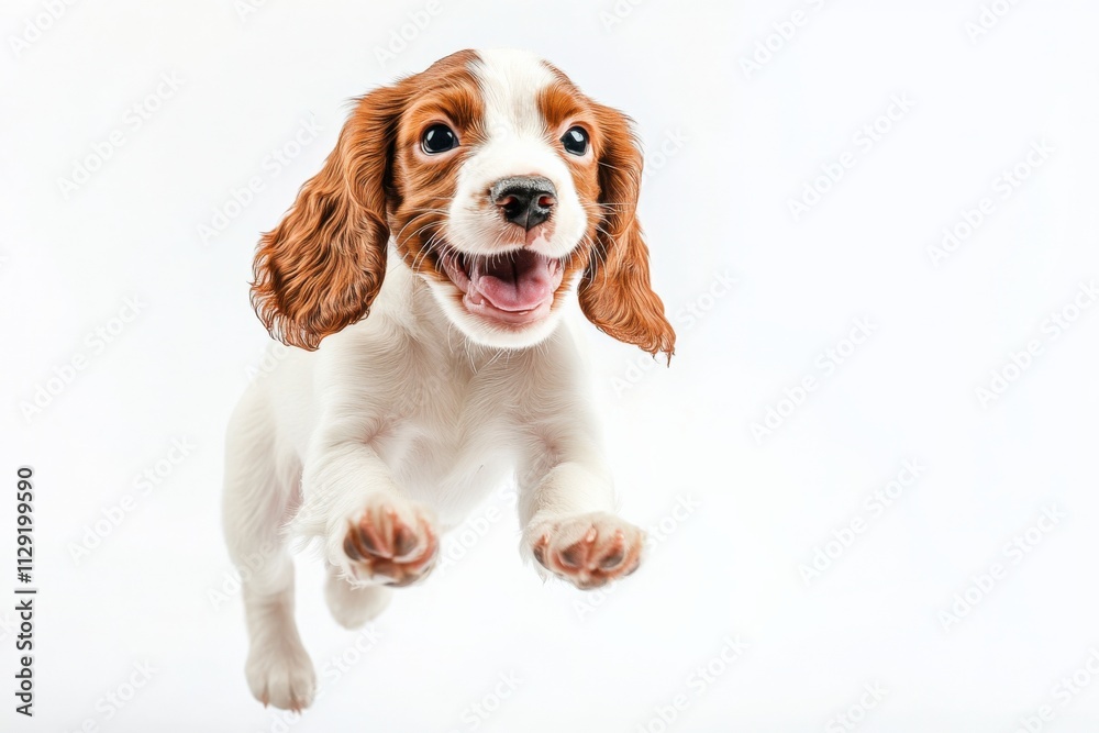happy puppy jumping in the air happy puppy jumping in the air