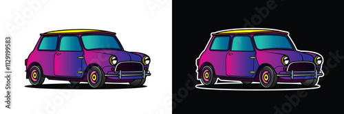 Racing retro car. Original vector illustration in vintage style.