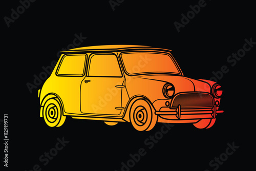 Racing retro car. Original vector illustration in vintage style.