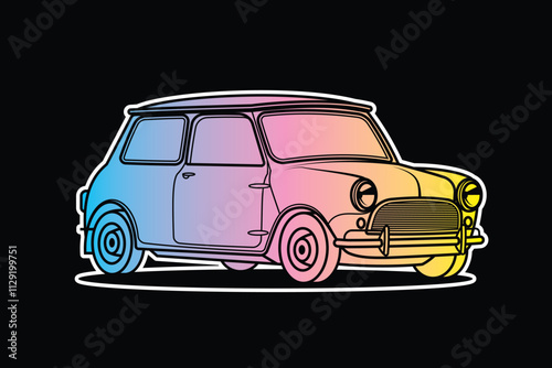 Racing retro car. Original vector illustration in vintage style.