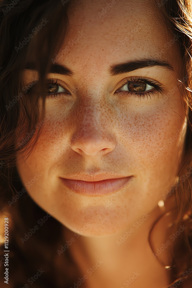 Close-up Portrait of a Woman with Freckles Close-up Portrait of a Woman with Freckles