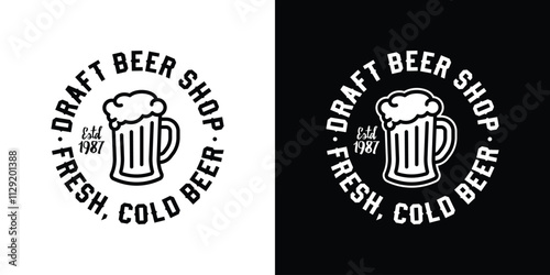 Original vector draft beer emblem in vintage style. T-shirt design.