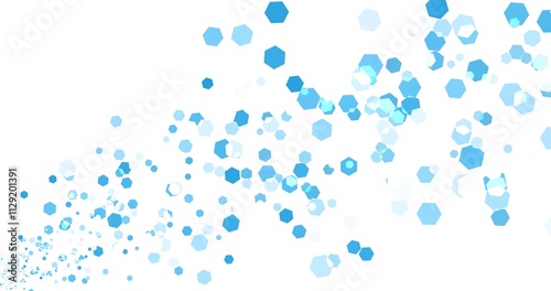 abstract blue background frame of geometric shapes. Circular ornament. Pattern of dots, particles, molecules, fragments. Poster for technology, medicine, presentations, business.