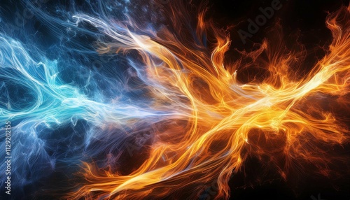 ephemeral fusion abstract fire and ice lightning dance