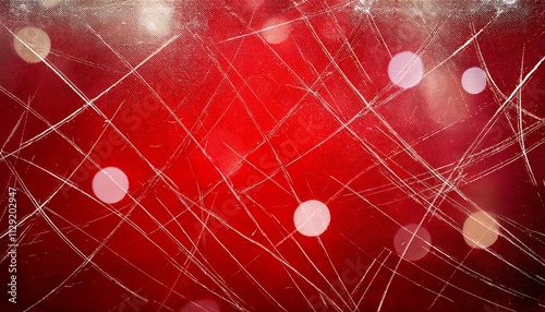 abstract red background texture with white scratched lines and bokeh circles in detailed distressed grunge textured design christmas texture background