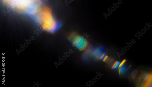 prism light leak texture for photo overlay and effect lens flare in abstract background bokeh effect with glow and magical lights on black background generative ai