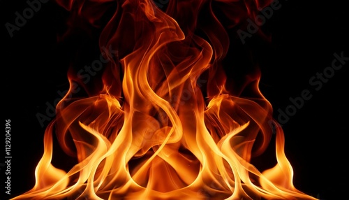 burning flame motif on macro black background
