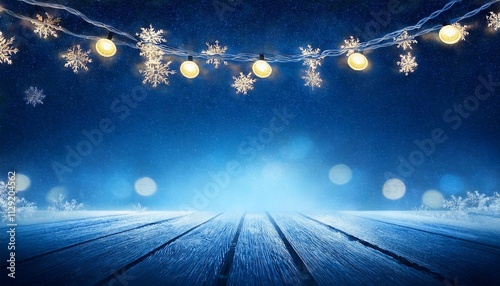 christmas winter nights lights on blue background