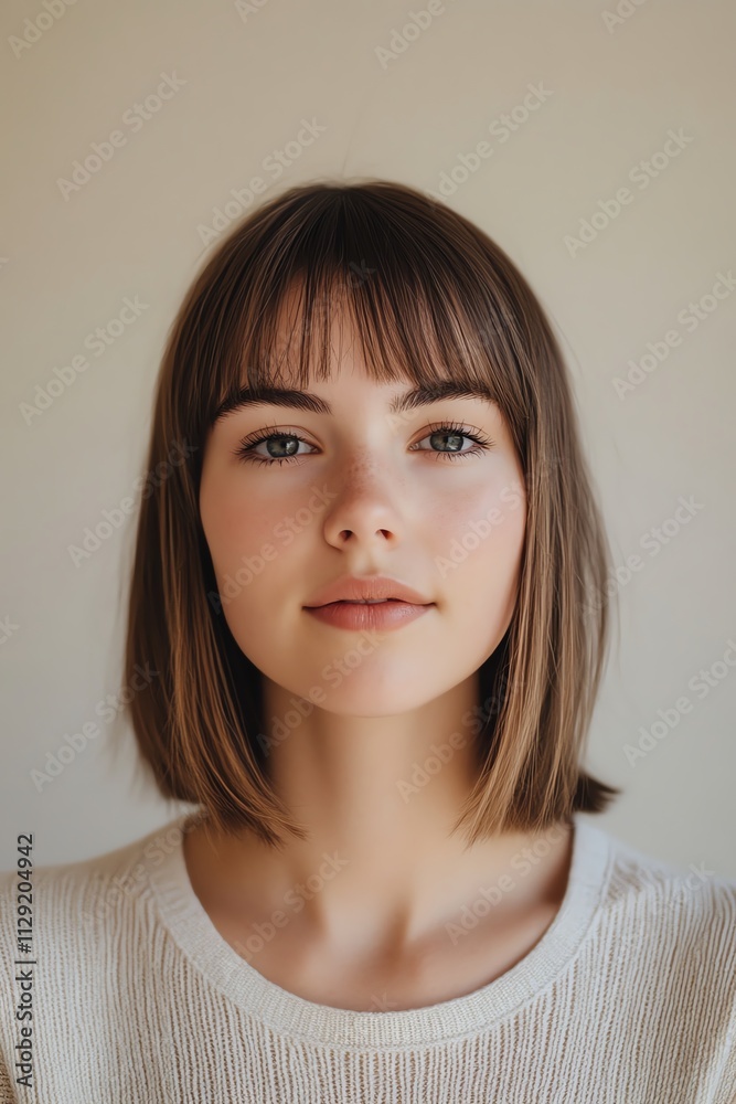 Portrait of a Young Woman with Bangs Portrait of a Young Woman with Bangs