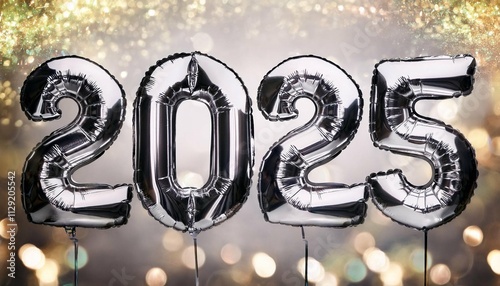2025 new year silver celebration balloons