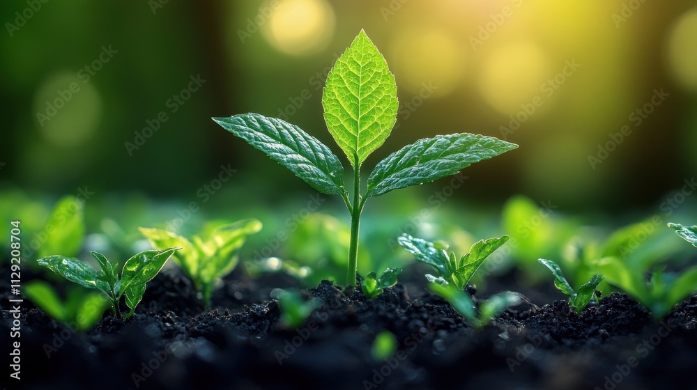 New Life Begins: A Close-Up of a Green Sprout in the Soil New Life Begins: A Close-Up of a Green Sprout in the Soil