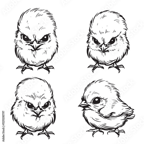 Chick Doodle Adorable Minimalist Chicken Cartoon Vector