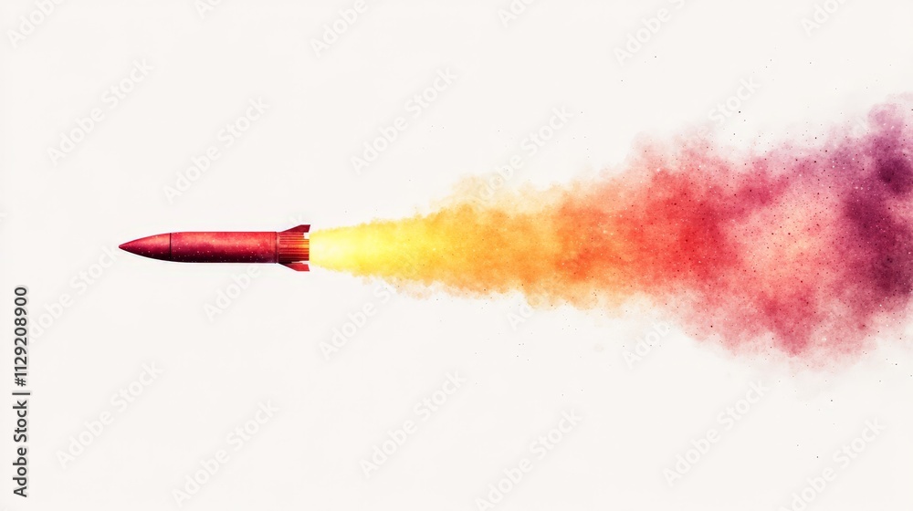 Red Missile Blazing Trail: A crimson missile streaks through the sky, leaving a vibrant trail of orange, yellow, and red smoke, symbolizing speed, innovation, and ambition. Red Missile Blazing Trail: A crimson missile streaks through the sky, leaving a vibrant trail of orange, yellow, and red smoke, symbolizing speed, innovation, and ambition.
