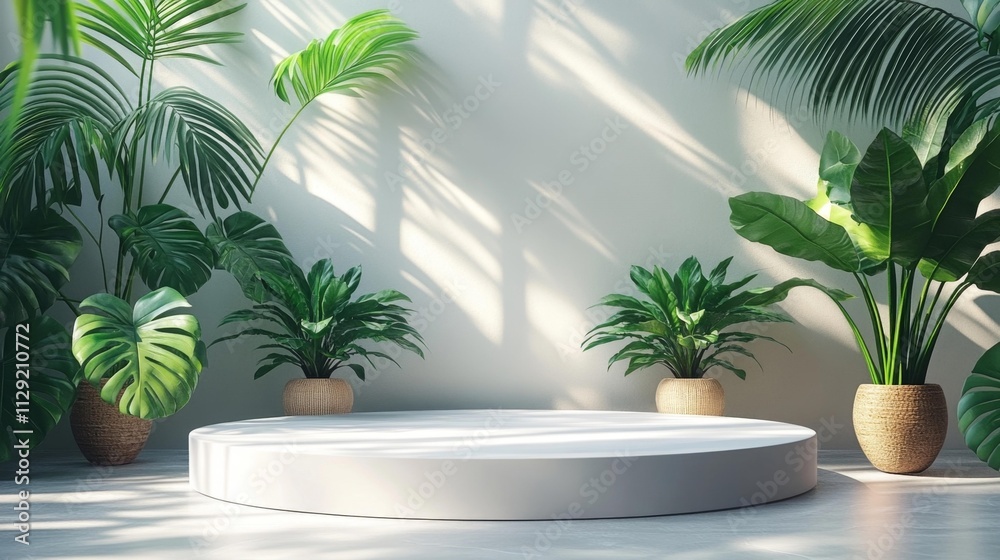 Fototapeta premium Modern Plant Display Podium. Generative AI