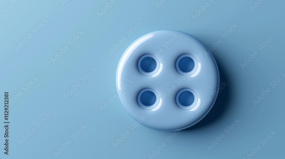 Large light blue button resting on a light blue background Large light blue button resting on a light blue background