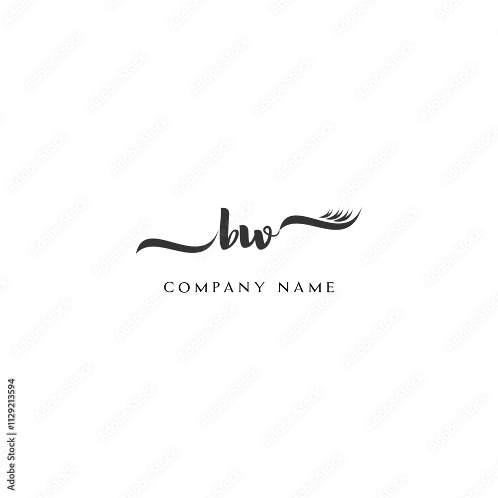 Minimalist BW Logo Design with Abstract Feather Element Minimalist BW Logo Design with Abstract Feather Element