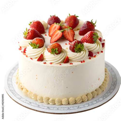 Delicious cake with glaze and strawberries