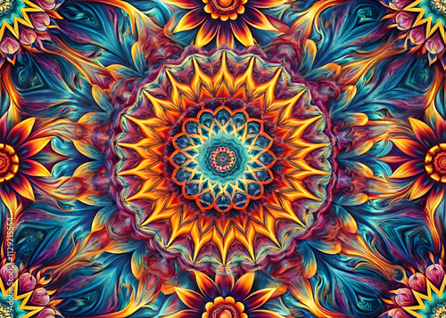 Vibrant mandala design. floral pattern.