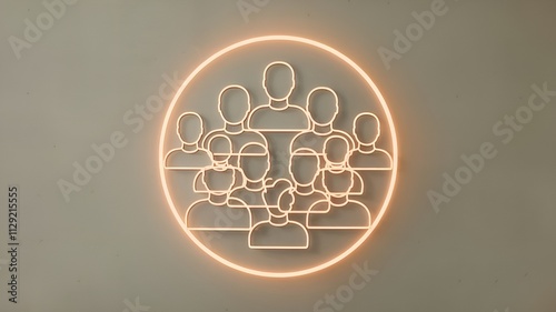 Illuminated Circular Community Network Art Installation with Human Silhouettes