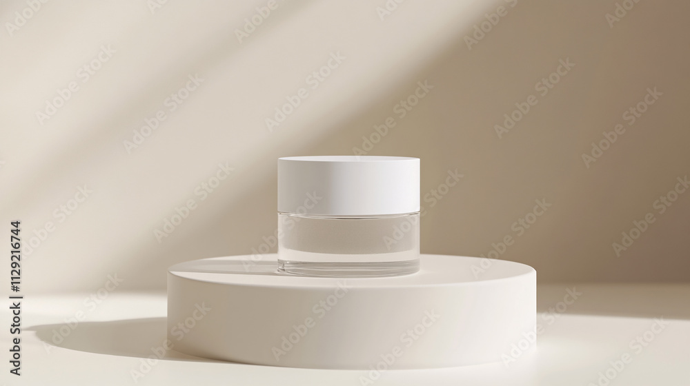 White Cosmetic Jar with Transparent Glass and Opaque White Lid White Cosmetic Jar with Transparent Glass and Opaque White Lid