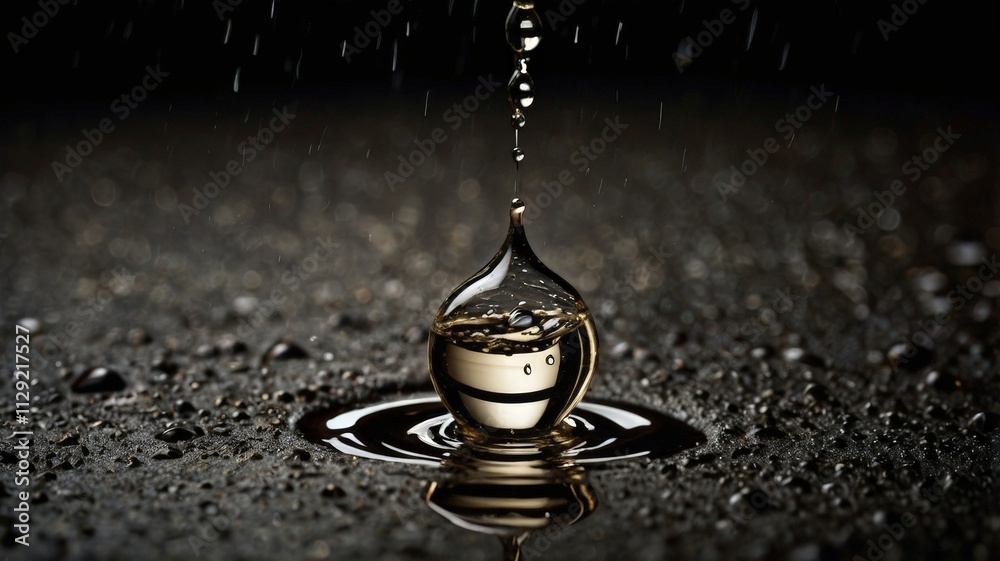 Obraz premium Minimalist Water Drop on Black Background – Elegant and simple water drop design for ads and branding