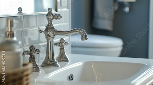 Modern Bathroom with Elegant Metal Faucet and Sink