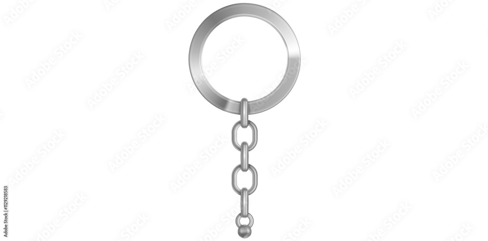 Realistic Silver Key Chain With Metal Ring Vector Illustration. Realistic Silver Key Chain With Metal Ring Vector Illustration.