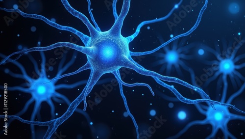 Microscopic View of Neuron Network, Neural Cells, Brain Cells, Synapses, Network Connections