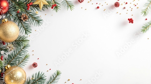 christmas background with christmas tree and balls photo