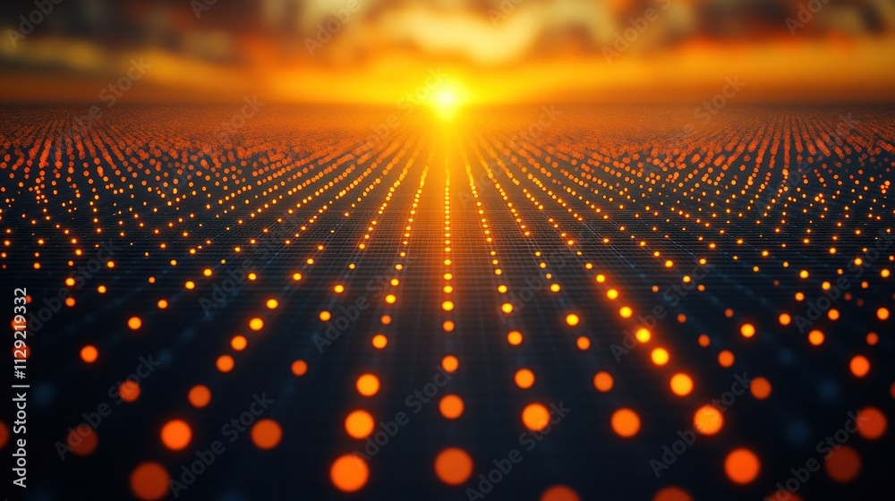 Fototapeta premium Abstract Digital Sunset Landscape