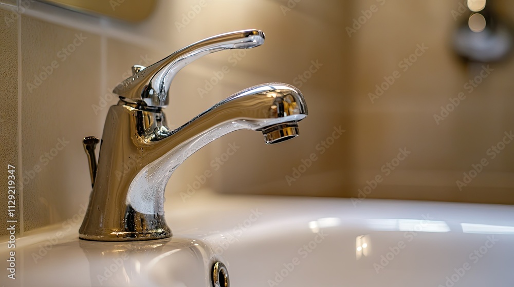 Modern Luxurious Faucet in Pristine Bathroom Setting Modern Luxurious Faucet in Pristine Bathroom Setting