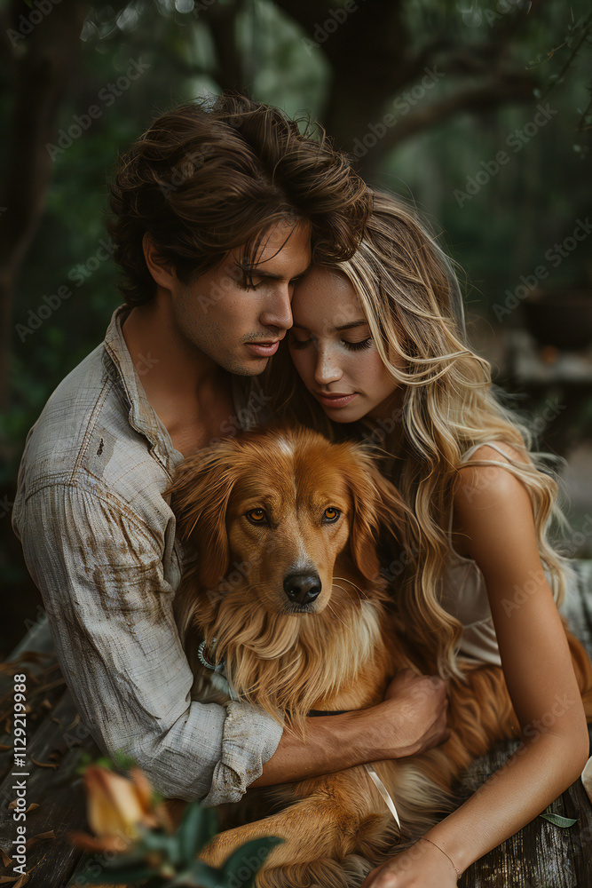 Love Birds and Pooch on Picnic Date Love Birds and Pooch on Picnic Date