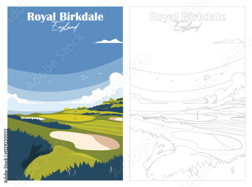 Golf Course. Vector illustration of Royal Birkdale Golf Club, England