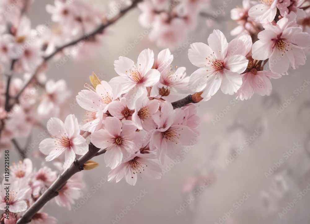 Delicate cherry blossom design in soft pastel colors, seamless, watercolor, pink, blooming, floral Delicate cherry blossom design in soft pastel colors, seamless, watercolor, pink, blooming, floral