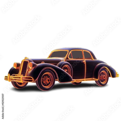 old classic car isolated on transparent background