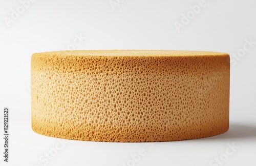 Round Yellow Cake with Airy Texture on a Light Background Perfect for Baking and Dessert Applications Related to Celebrations and Special Occasions photo