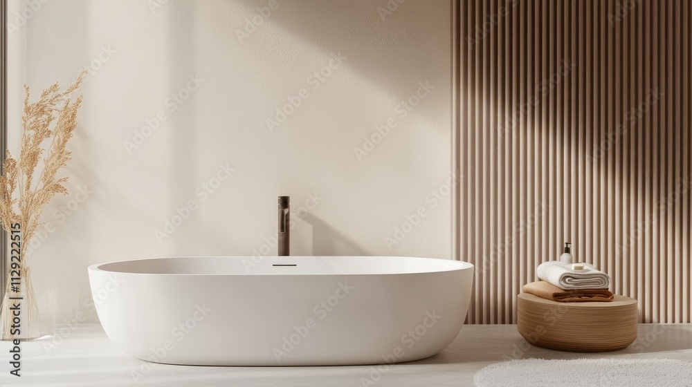Fototapeta premium Stylish Luxury Bathroom with Elegant Faucet Mixer