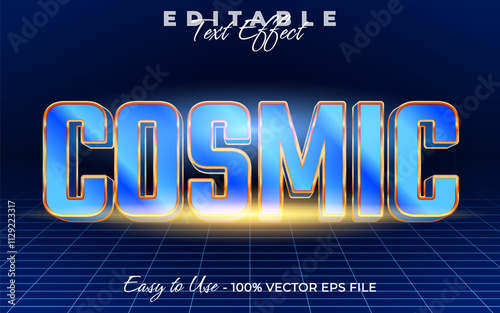 Cosmic editable text style effect, Glossy 3D text style theme.