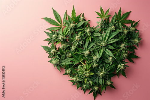 Cannabis Heart on Pink Background