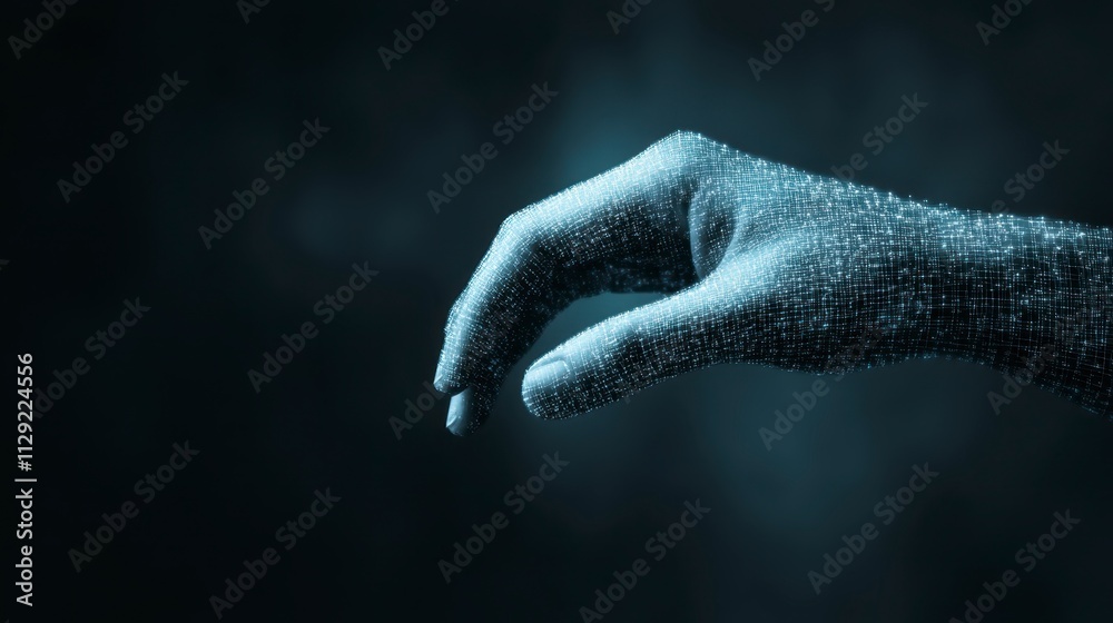Obraz premium Futuristic Hand Reaching Digital Network Technology Concept