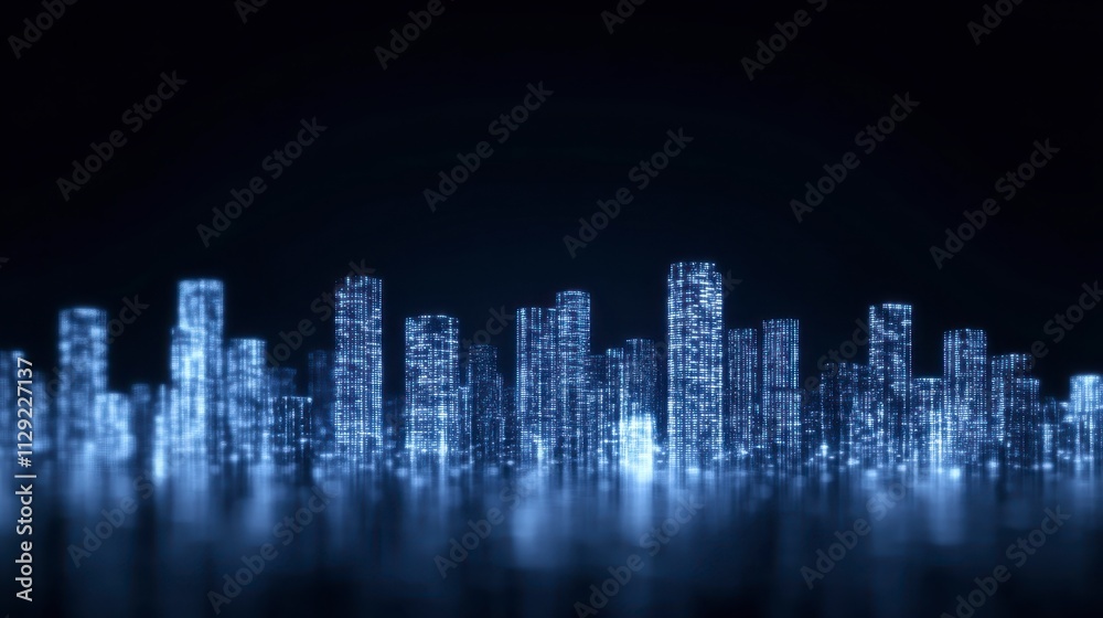 Futuristic Cityscape Digital Skyline at Night Futuristic Cityscape Digital Skyline at Night