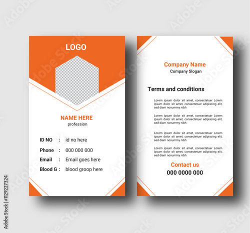 Simple vector office ID card design template. Creative Corporate Business identity card for employees with four color variations.