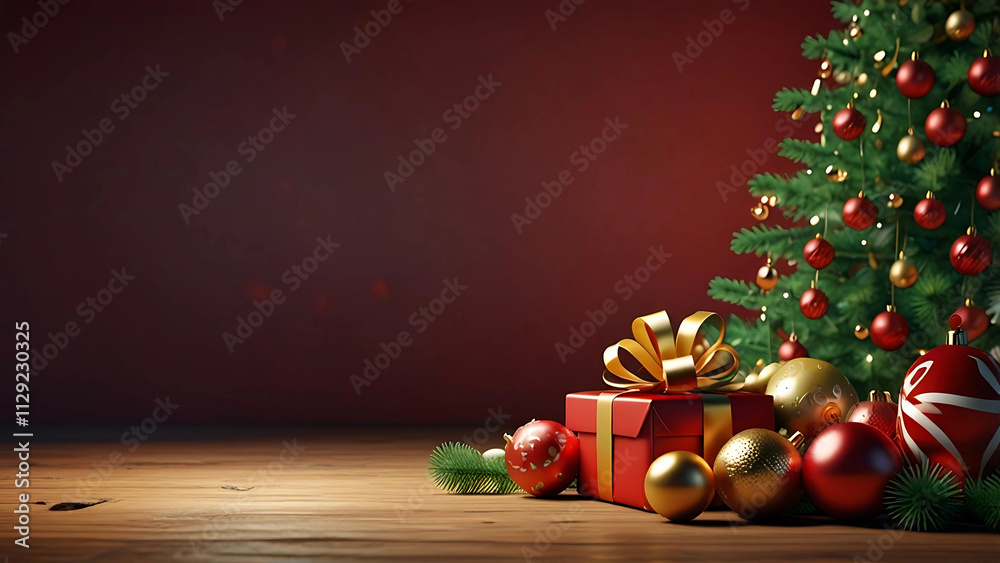 Elegant Christmas Flat Lay with Centered Empty Space for Holiday Message Elegant Christmas Flat Lay with Centered Empty Space for Holiday Message