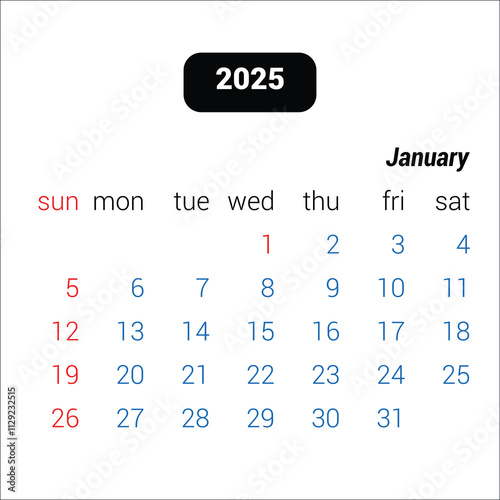 cleander 2025 month of january.