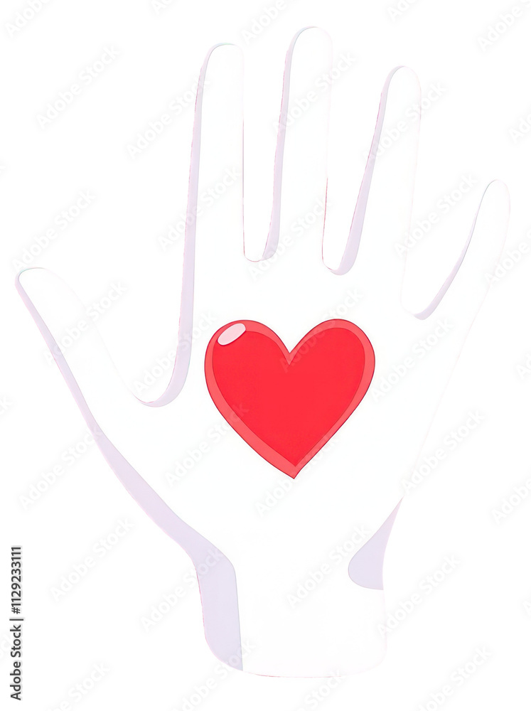 PNG Hand with a red heart illustration minimalist background. PNG Hand with a red heart illustration minimalist background.