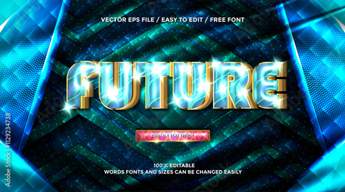 3D rendering Future gold text effect animation