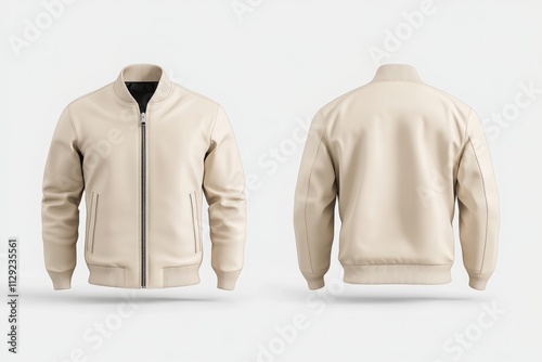 white bomber Jacket mockup with front and back view. Jacket mock-up template.
