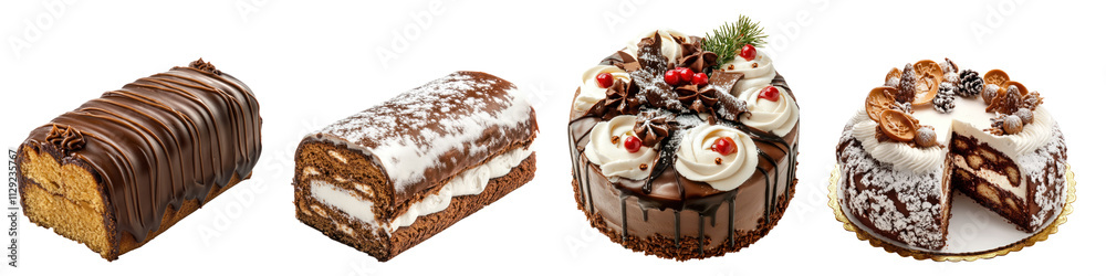 Holiday Desserts isolated on transparent background, Set of Holiday Desserts isolated on transparent background, Set of