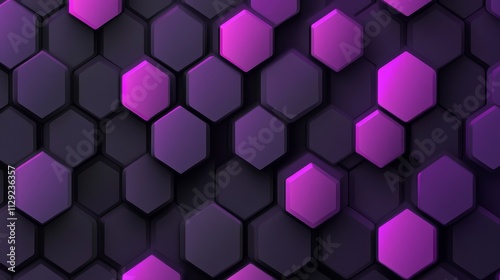 A vibrant hexagonal pattern with shades of purple and black, suitable for backgrounds.