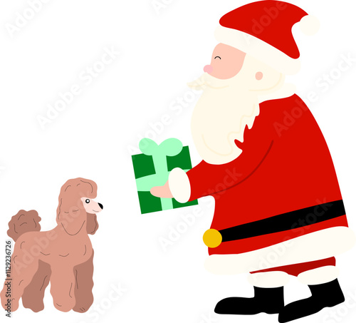 Santa Claus Giving Gift to Dog